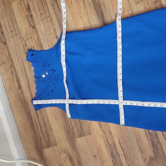 J. CREW Blue Laser Cut-Out Scallop Edge Sleeveless Midi Dress - Picture 7 of 10